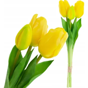 umělá květina TULIPÁN GUMOVANÝ ŽLUTÝ kytice tulipánů jako živé
