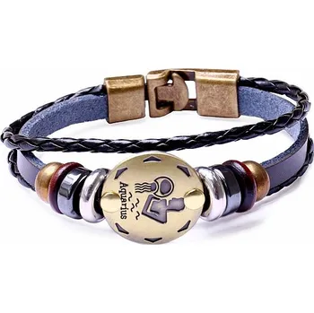 Náramek Náramek kožený pro znamení Vodnář obvod cca 19,5 cm