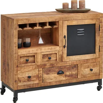 Komoda Komoda Mira s pěti zásuvkami - Black Red White - BRW 105x85 cm