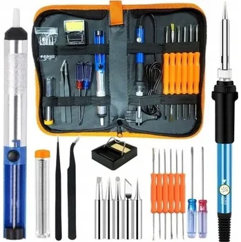 Páječka Precizní pájecí stanice s hrotem 19v1, regulace 60W, organizér, odsávačka, stojan