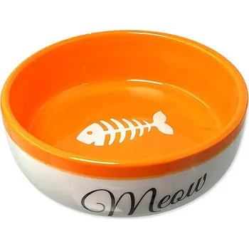 Volný čas Miska Magic Cat keramická bílá/oranžová Meow 13,4x4cm, 170ml