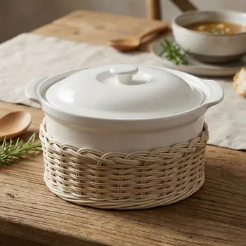 Nákupní košík LA PORCELLANA BIANCA Midollino 23 cm - proutěný košík na polévkovou mísu