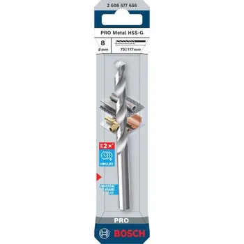 Vrták Bosch Vrták do kovu PRO Metal HSS-G, 8 × 75 × 117 mm Professional (2608577656)