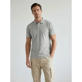 Pánské tričko Sinsay - Bavlněné polo tričko - šedá - 349HZ-09X - 349HZ-09X-3XL