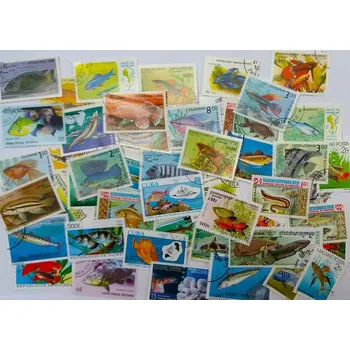 Poštovní známka Balíček známek - ryby - 50 ks