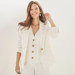 Pruhovaný blejzr s příměsí lnu bílá 36