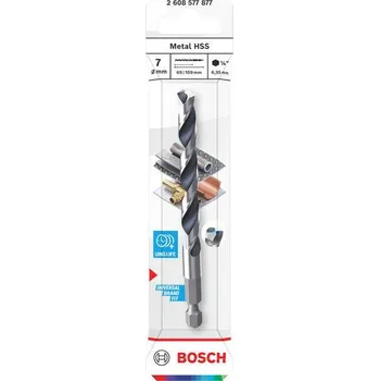 Vrták Bosch Vrták do kovu Metal HSS, 7 × 69 × 109 mm, zúžená stopka HEX ¼" Professional (2608577877)