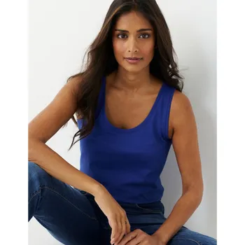 Jednobarevný top se širokými ramínky tmavě modrá 38/40