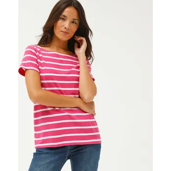Pruhované tričko s krátkými rukávy růžová/bílá 38/40