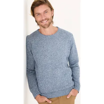 Pánské oblečení Bavlněný pulovr s kulatým výstřihem modrá melír 107/116