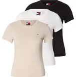 Tommy Jeans Tričko světle béžová / černá / bílá