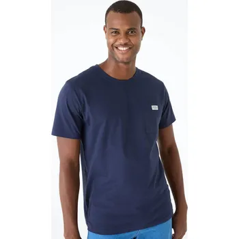 Pánské oblečení Jednobarevné tričko s kapsou a krátkými rukávy nám.modrá 97/106