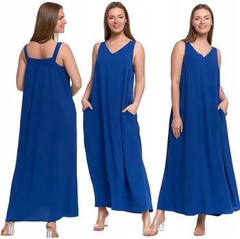 Dámské šaty Dámské letní maxi ŠATY , volný STŘIH s ramínky, hladké, MORAJ - 3XL
