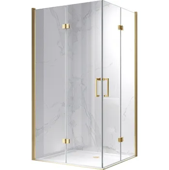 BPS-koupelny Obdélníkový sprchový kout HYD-OK13A 100x90 zlatá kartáčovaná/transparent - bez vaničky