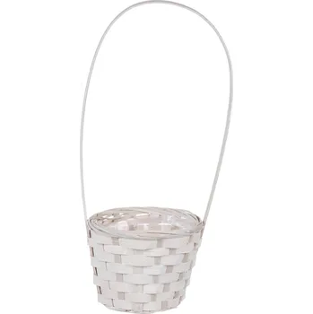 Stojan na květiny Autronic Obal na květiny- oválný truhlík, bambusový, bílý, včetně PVC vložky - XJ7007 WT