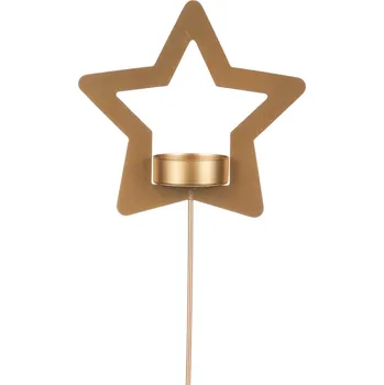 Svícen Autronic Svícen kovový ve tvaru hvězdy - zápich, na čajovou svíčku, matná zlatá CP151098-ZLATA
