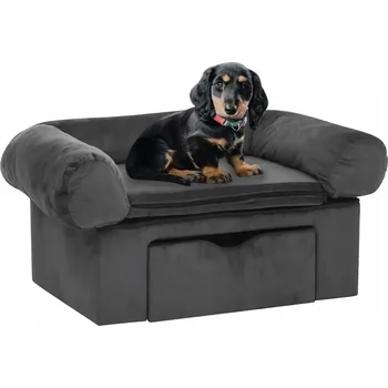 Pelíšek pro psa Pohovka pro psa se zásuvkou, tmavě šedá, 75x50x38 cm