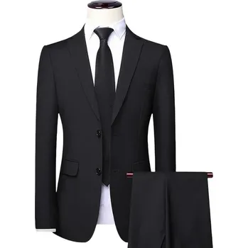 Pánský oblek Best Fashion Pánský oblek slim střihu pro business a svatby Barva: Černá, Velikost: S