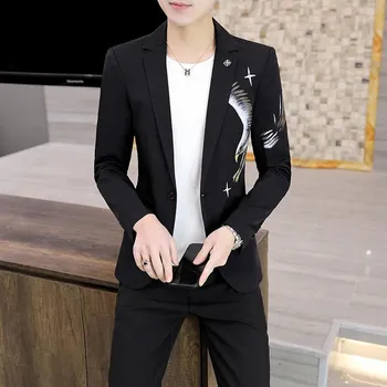 Pánský oblek Best Fashion Pánský dvoudílný oblek slim střihu pro formální styl Barva: Černá, Velikost: M