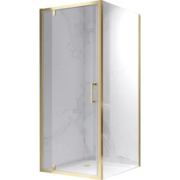 BPS-koupelny Čtvercový sprchový kout HYD-SK04B 80x80 zlatá kartáčovaná/transparent - bez vaničky