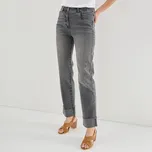 Rovné 7/8 džíny s ohrnutými nohavicemi a vysokým pasem šedá 36