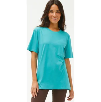 Dlouhé volné tričko s kapsou tyrkysová 54