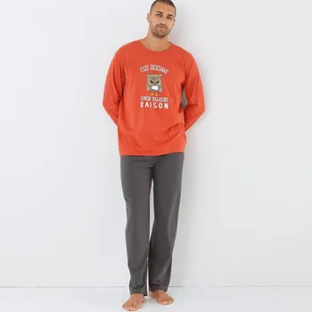 Pánské oblečení Pyžamo s kalhotami a potiskem sovy oranžová/antracitová 137/146