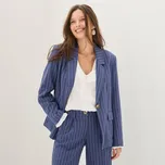 Pruhovaný blejzr s příměsí lnu modrá 38