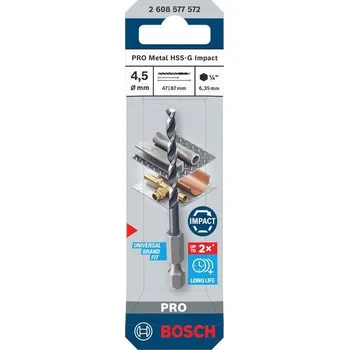 Vrták Bosch Vrták do kovu PRO Metal HSS-G Impact, 4,5 × 47 × 87 mm Professional (2608577572)