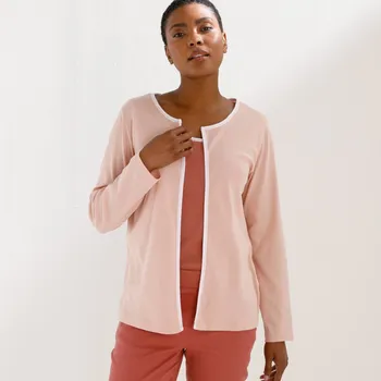 Dámský svetr Svetr s kontrastním lemováním růžová 52