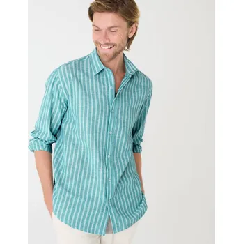 Dámská košile Pruhovaná košile z bavlny-lnu bledě modrá/bílá 41/42