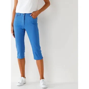 Dámská móda Úzké barevné 3/4 kalhoty modrá 44