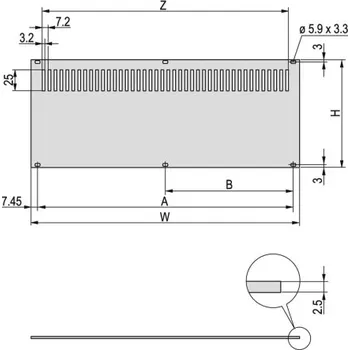 Nábytkové kování Rubový plošný spoj 19in Rubový plošný spoj 3U x 42HP, 213.02 x 128.4mm barva Šedá
