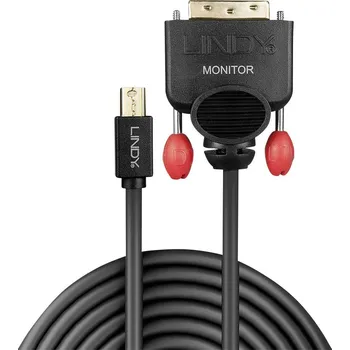 Audio kabel LINDY Mini-DisplayPort / DVI kabelový adaptér Mini DisplayPort konektory, DVI-D 18 plus 1 pól Zástrčka 2.00 m černá 41952 Kabel DisplayPort