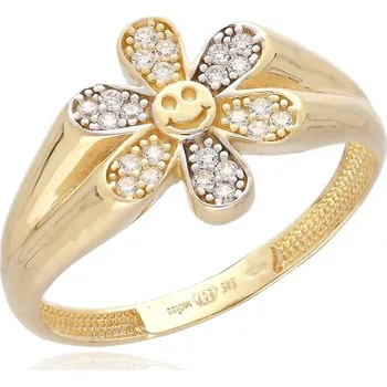 Prsten MOISS prsten ze žlutého zlata KVĚTINA BICOLOR