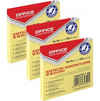 Samolepící bloček Samolepicí bločky Office Products 76x76 mm 100 listů žluté