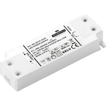 Příslušenství pro LED osvětlení Dehner Elektronik SE 15-24VF (24VDC) napájecí zdroj pro LED, LED driver konstantní napětí 15 W 0.625 A 24 V/DC schválení nábytku , ochrana proti přepětí ,