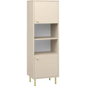 Knihovna Sloupek, úzký regál do obývacího pokoje Venus kašmír zlaté nožky