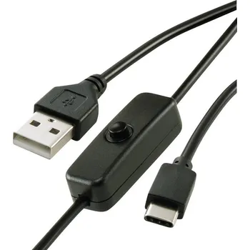 Mobilní telefon Renkforce Napájecí kabel Raspberry Pi® [1x USB 2.0 zástrčka A - 1x USB-C® zástrčka] 1.00 m černá vč. vypínače