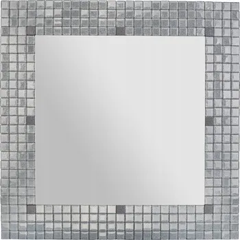 Zrcadlo Zrcadlo čtvercové šedé nástěnné mozaika šedý rám glamour spa 90 x 90 cm