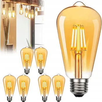 Žárovka LED žárovka E27 FILAMENT 4W teplá EDISON RETRO dekorativní vlákno 6 ks