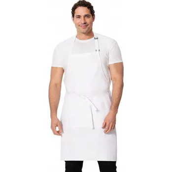 Kuchyňská zástěra Unisex řeznická zástěra s nastavitelnou náprsenkou, voděodolná, bílá