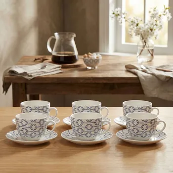 TOGNANA Down Town 270 ml 6 ks. - porcelánové šálky na kávu a čaj s podšálky