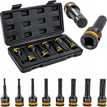 Powermat Sada rázových nástrčných hlavic SPLINE 1/2" – 8 ks (M5–M18) v kufříku