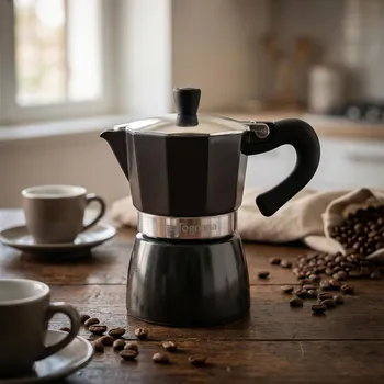 Moka konvice TOGNANA Gloss & Gamp Quarz pro 3 šálky espressa (3 tz) hnědá - hliníkový tlakový kávovar