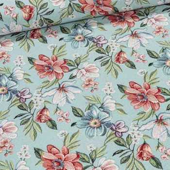 Směsové gobelínové plátno 19203 květiny/modré 1,4/1 m