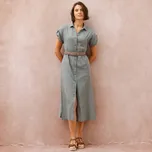 Košilové midi šaty z lehkého denimu šedá 40