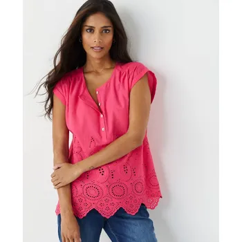 Dámská halenka Madeirová halenka s krátkými rukávy malinová 44