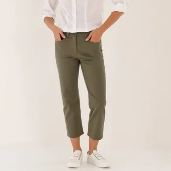 Dámská móda Rovné 7/8 jednobarevné kalhoty khaki 52