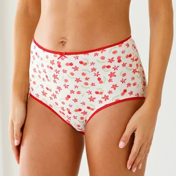 Dámské spodní prádlo Sada 4 kalhotek maxi s potiskem třešní červená 38/40